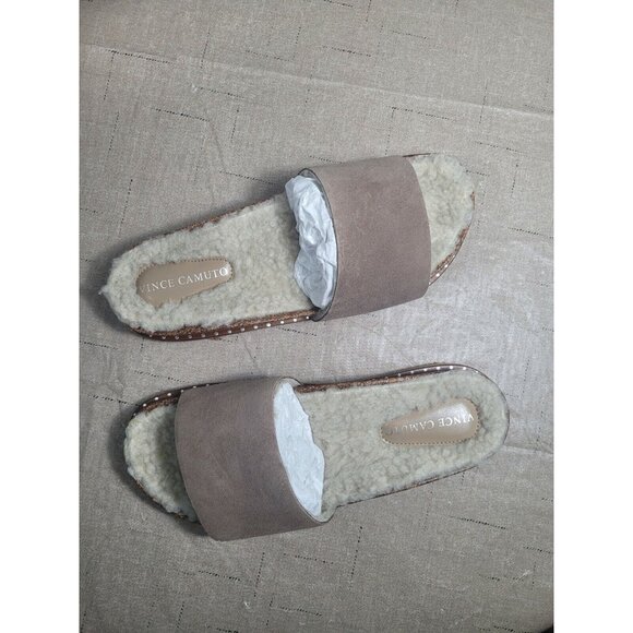 Vince Camuto Shoes - Vince Camuto Women's Size 7.5 M Slide Sandals Tuscan Taupe Kanadial  Suede (850)